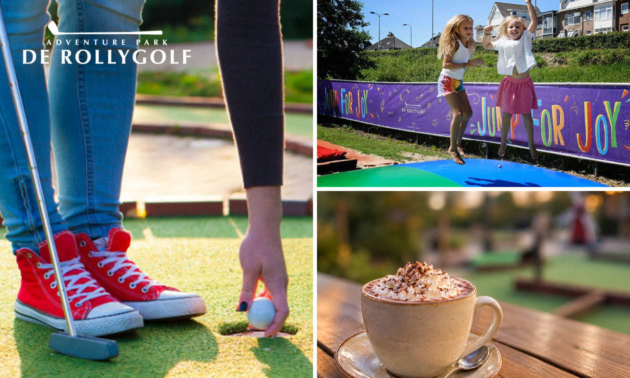 Entree Adventure Park De Rollygolf + evt. trampolinespringen en warme chocolademelk