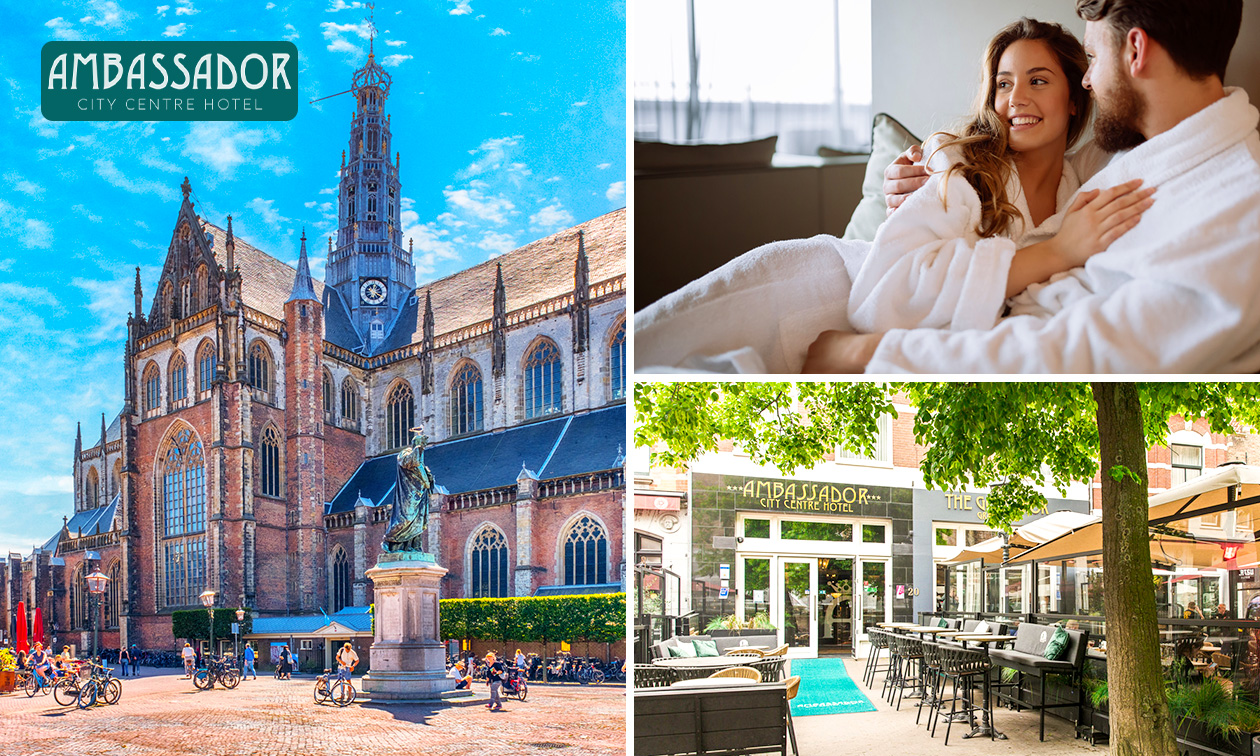 Overnachting voor 2 + ontbijt + welkomstdrankje + evt. 3-gangendiner in hartje Haarlem