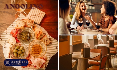 Italiaanse borrelplank of gerecht van de dag + glas wijn in hartje Enschede