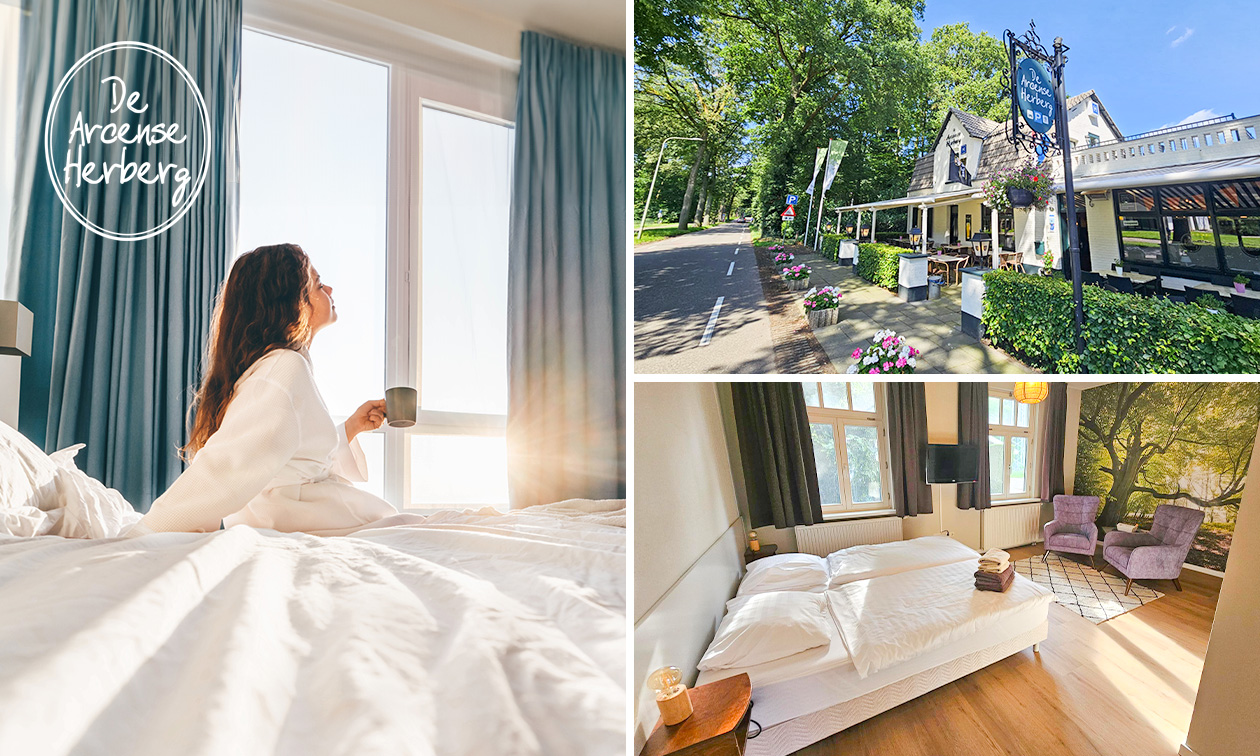 Overnachting(en) voor 2 personen + ontbijt + welkomstdrankje + evt 2-gangendiner in Arcen