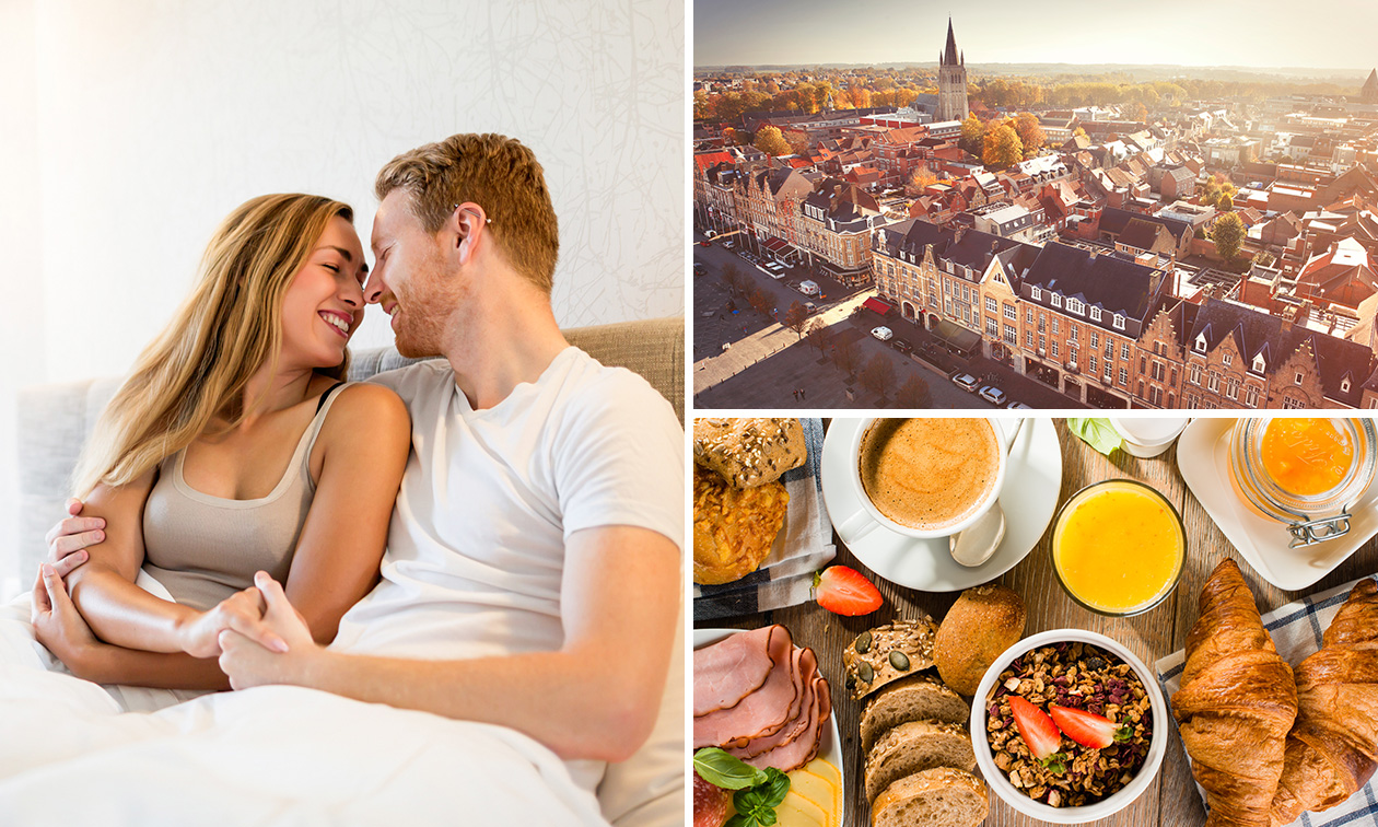 Overnachting voor 2 + ontbijt + fles bubbels in Ieper