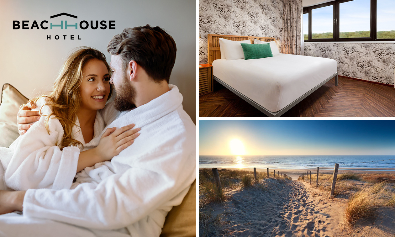 Luxe overnachting voor 2 + ontbijt + koffie met gebak aan zee