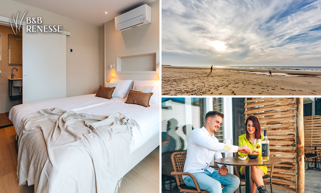 1 of 2 overnachting(en) voor 2 + fles wijn in Renesse aan zee