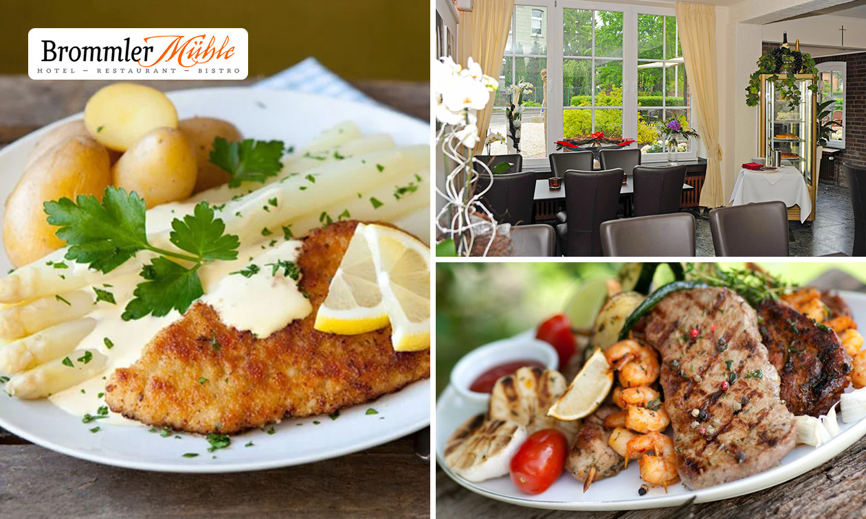 3-Gänge-Menü oder Mixed-Grill in der Brommler Mühle