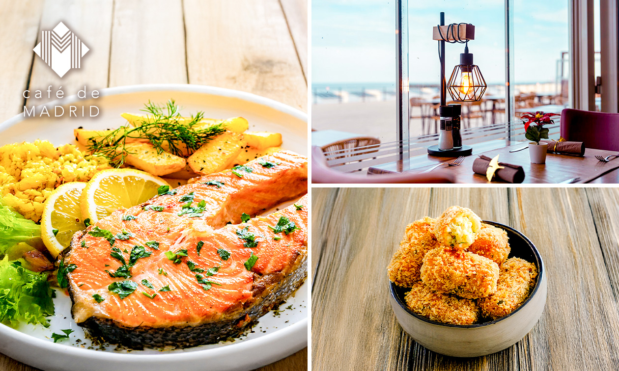 3-gangen keuzelunch of -diner bij Café de Madrid aan het strand van Oostende