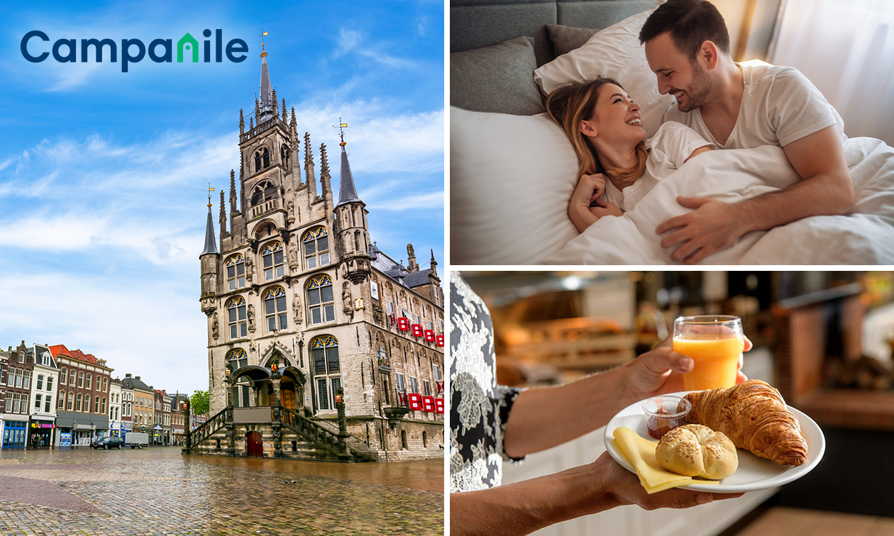 Overnachting voor 2 + welkomsthapjes + ontbijt in Gouda