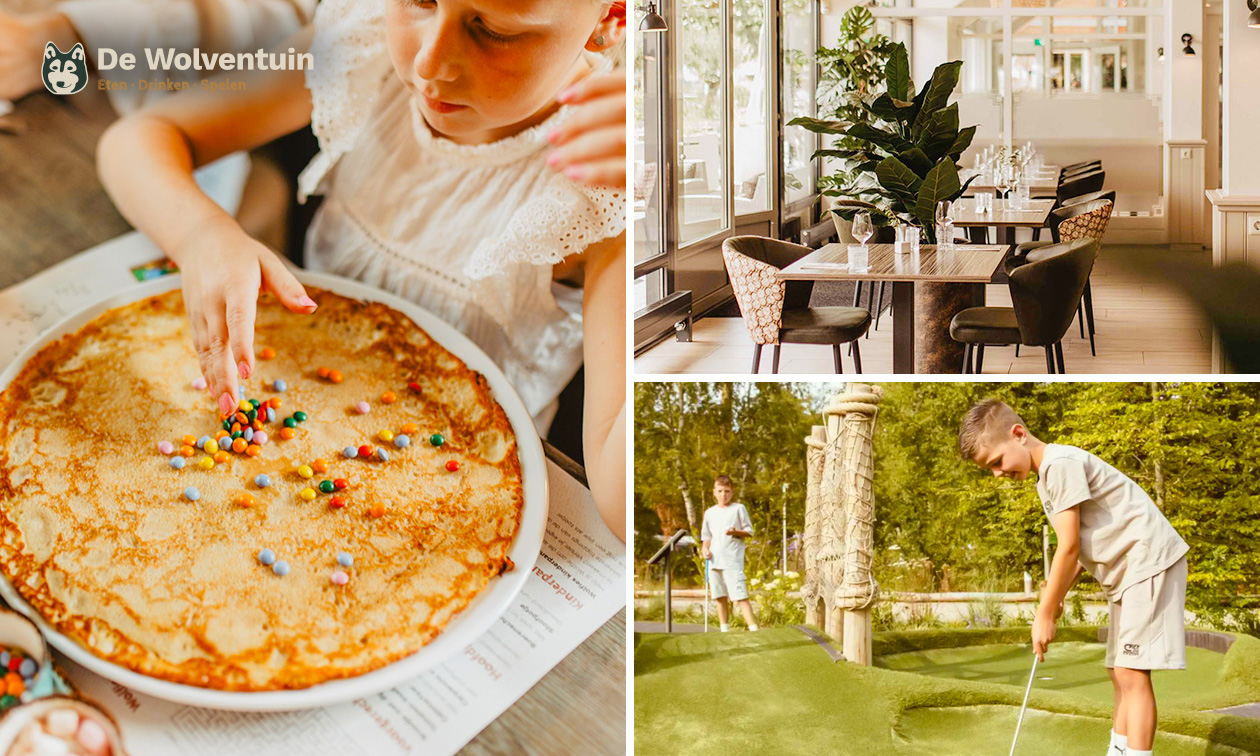 2-gangen pannenkoekenlunch of -diner + evt. Adventure golf