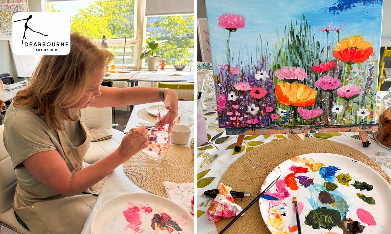 Workshop naar keuze o.a. schilderen op doek, porselein en glas (2 of 3 uur)