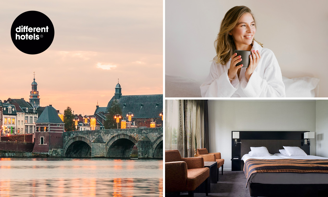 Overnachting voor 2 + ontbijt + late check-out + welkomstdrankje nabij Maastricht