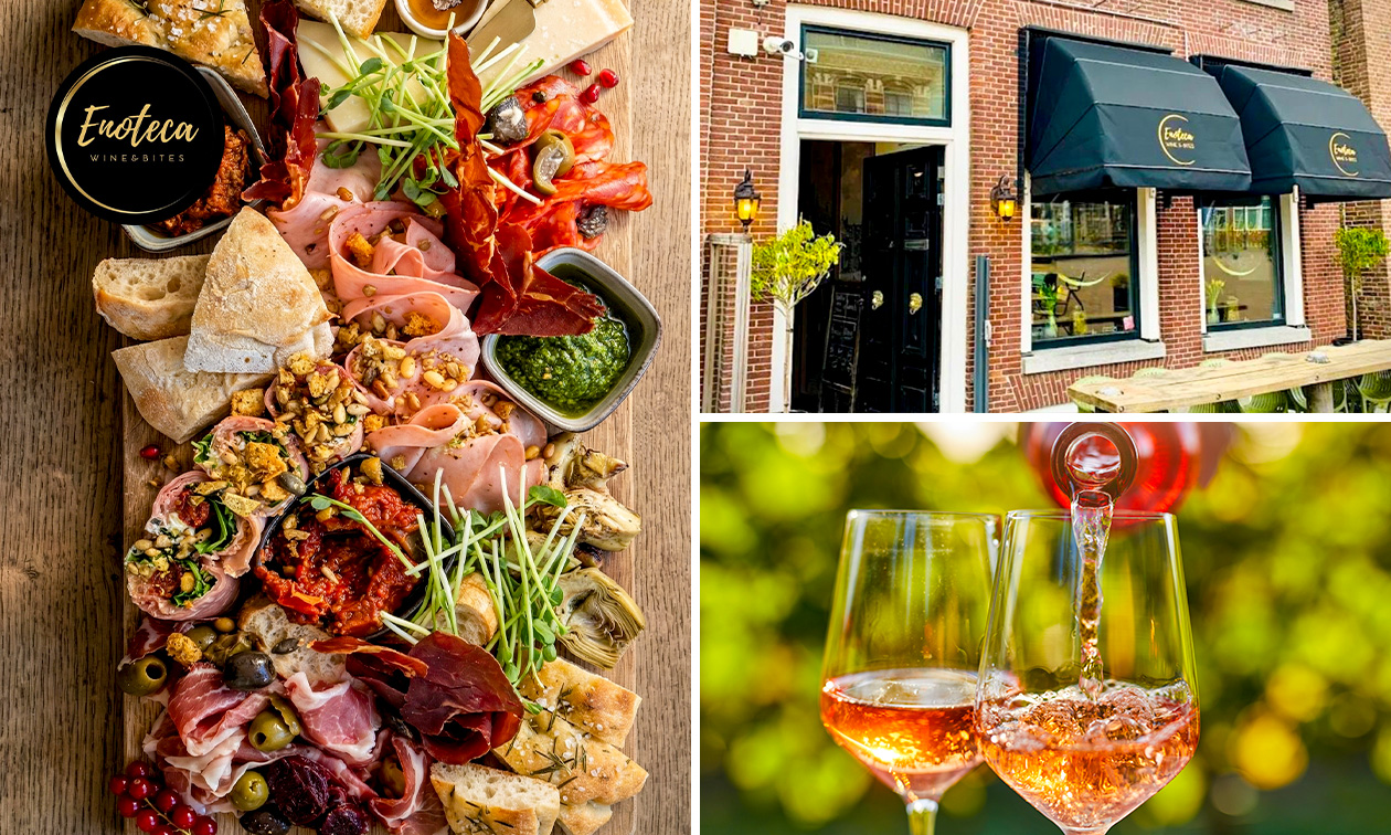 Luxe borrelplank voor 2 personen + fles wijn