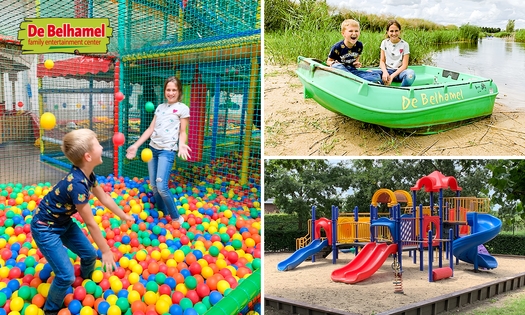 Entree tot binnen- en buitenspeeltuin en vaarvijver van De Belhamel + zakje chips of raketje