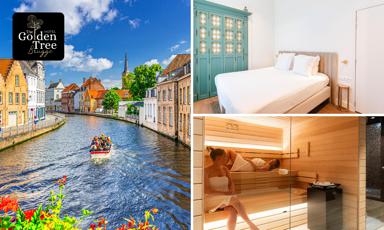 Overnachting voor 2 + ontbijt met glas bubbels + late check-out + wellness in Brugge