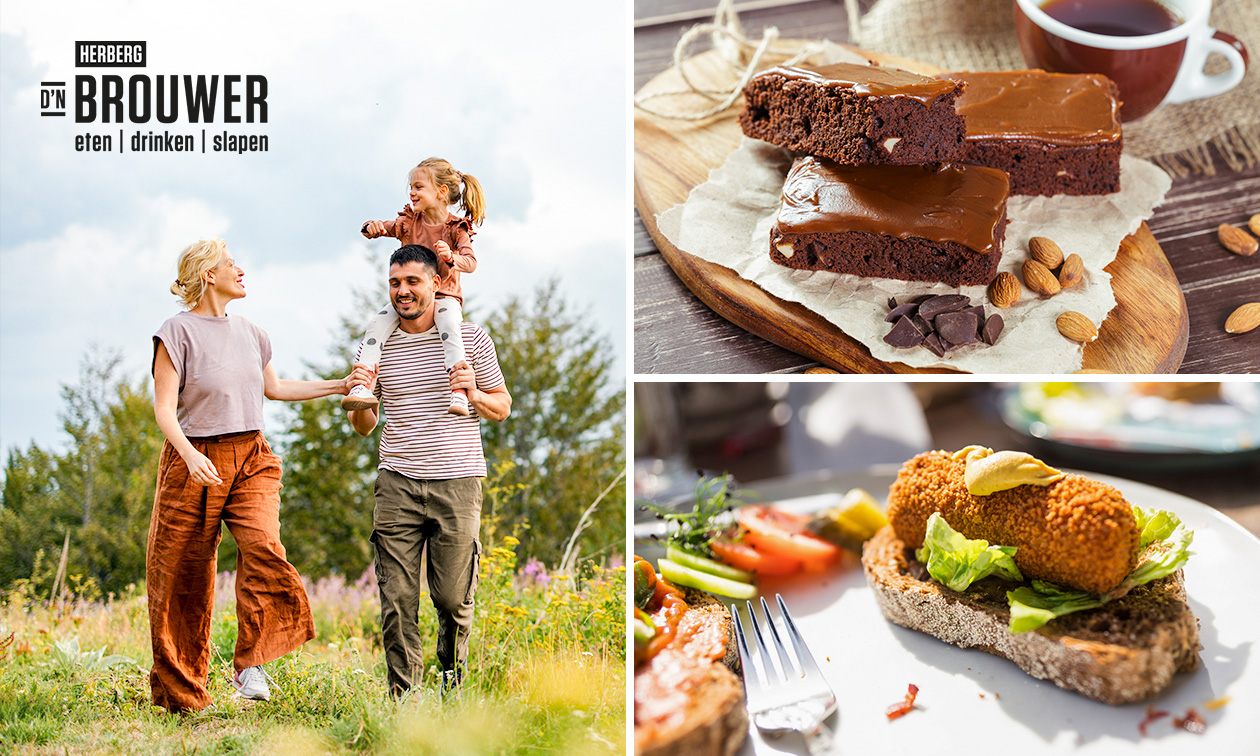 Wandelarrangement + warme drank met brownie + 2-gangenlunch bij Herberg d'n Brouwer
