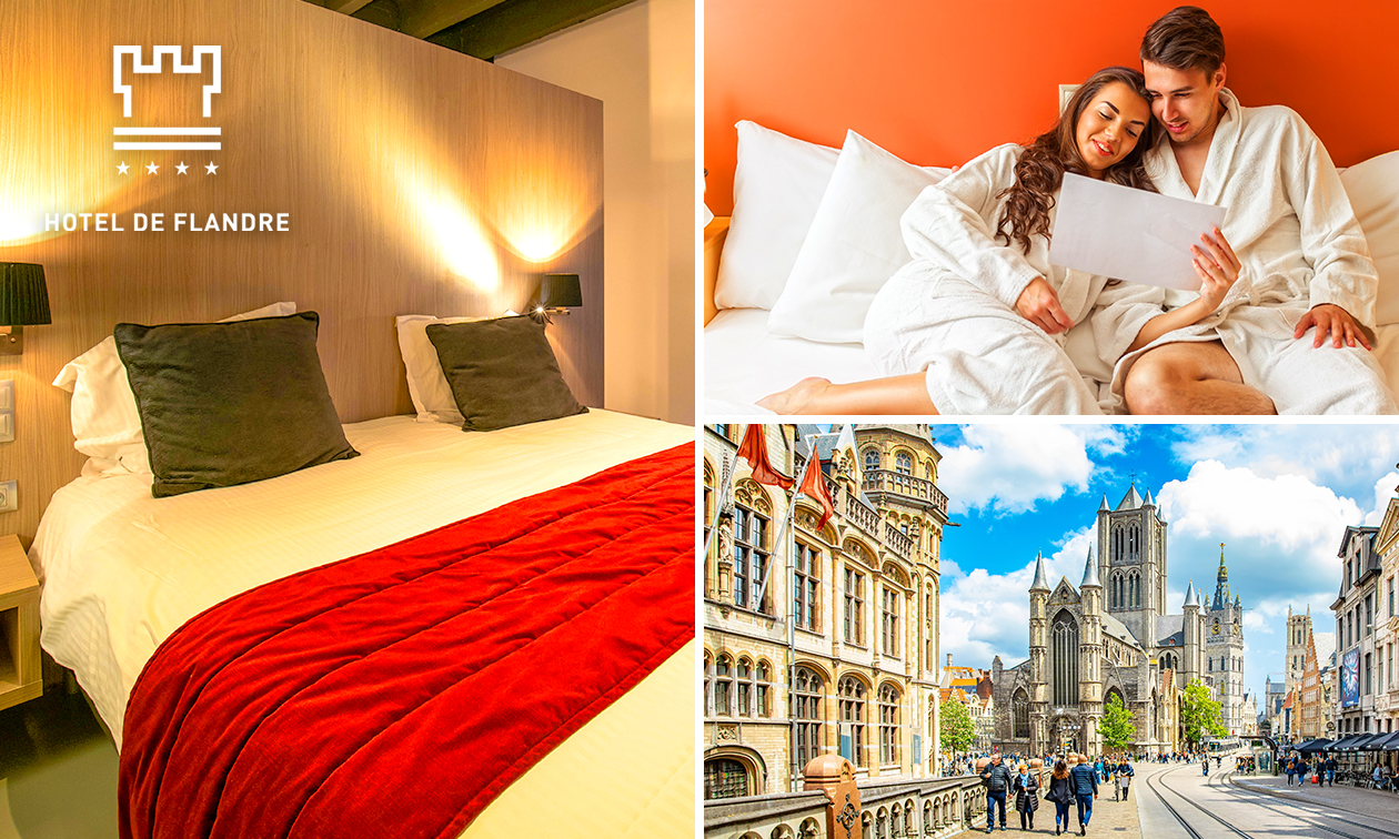 Overnachting voor 2 + ontbijt + late check-out + welkomstdrankje in Gent