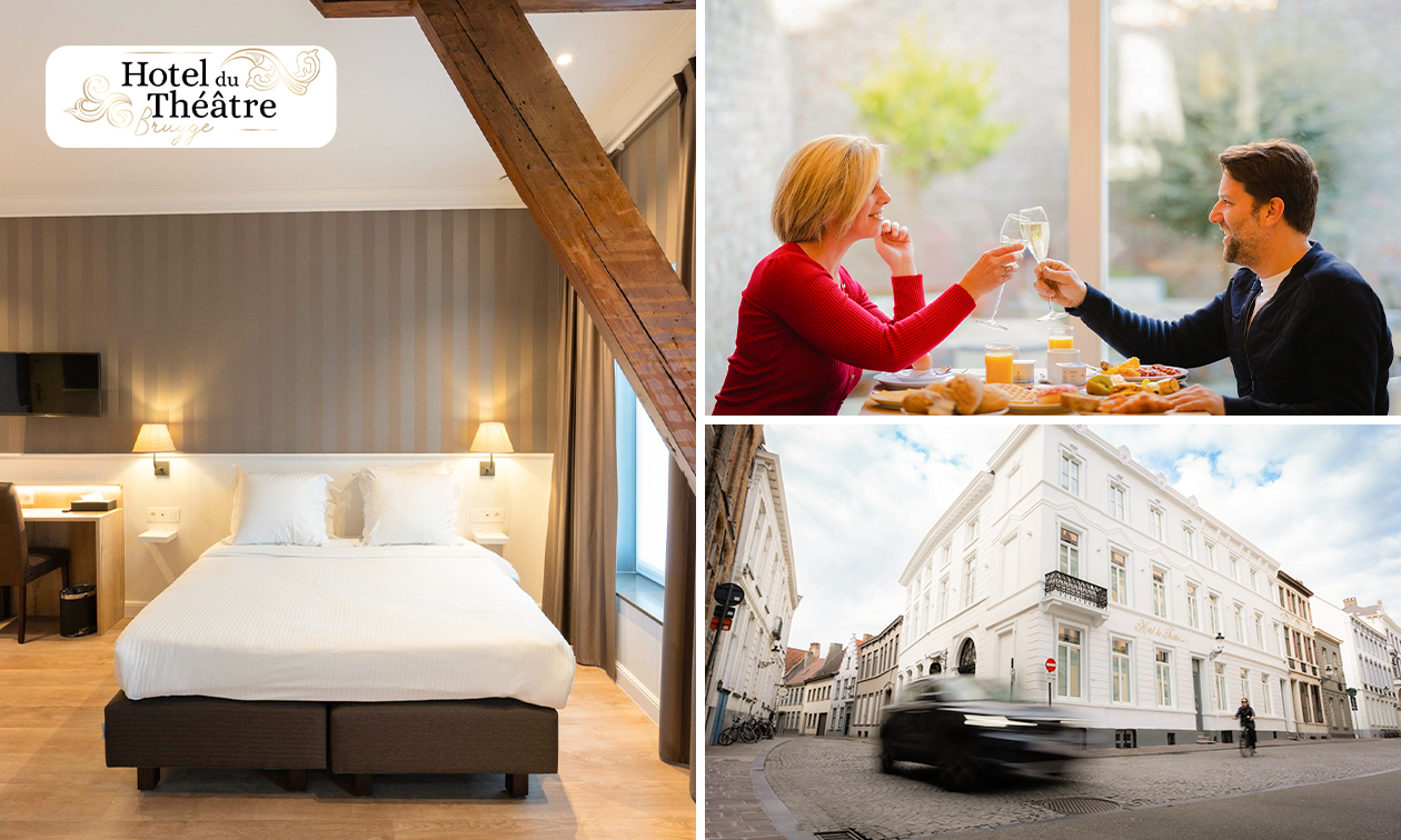 Overnachting voor 2 + ontbijt + late check-out in hartje Brugge