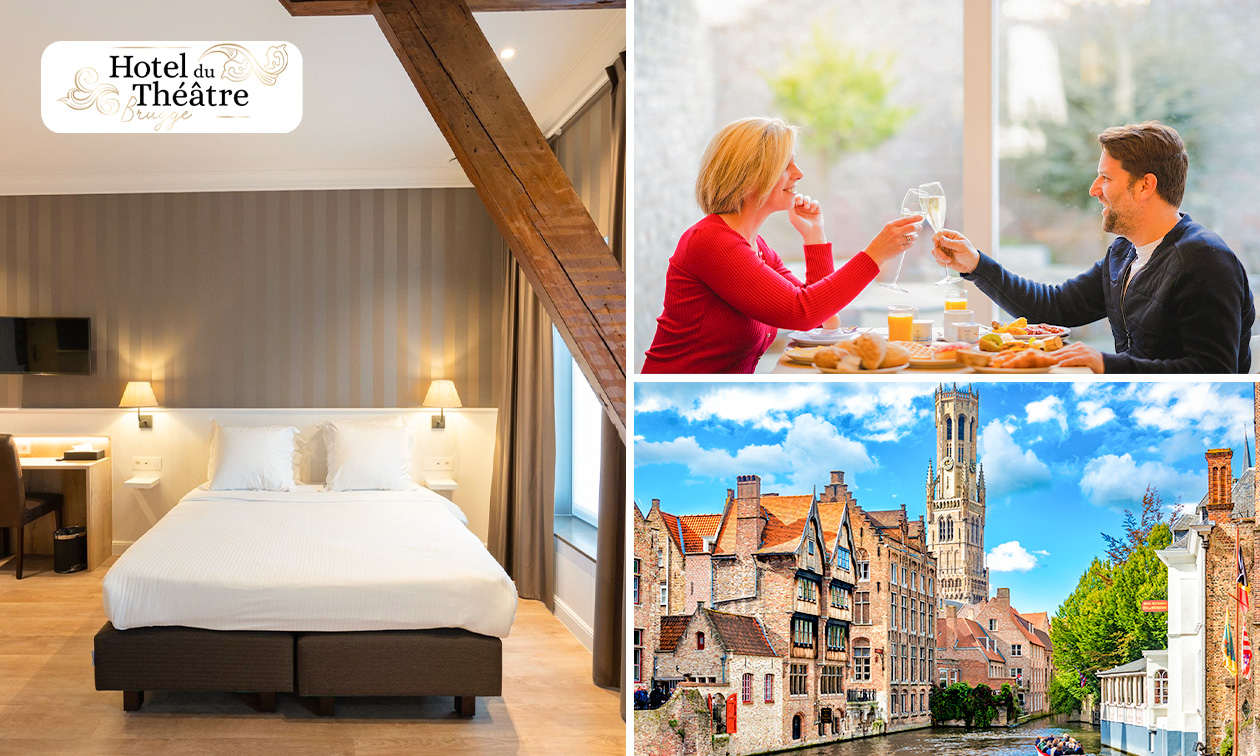 Overnachting voor 2 + ontbijt + late check-out in hartje Brugge