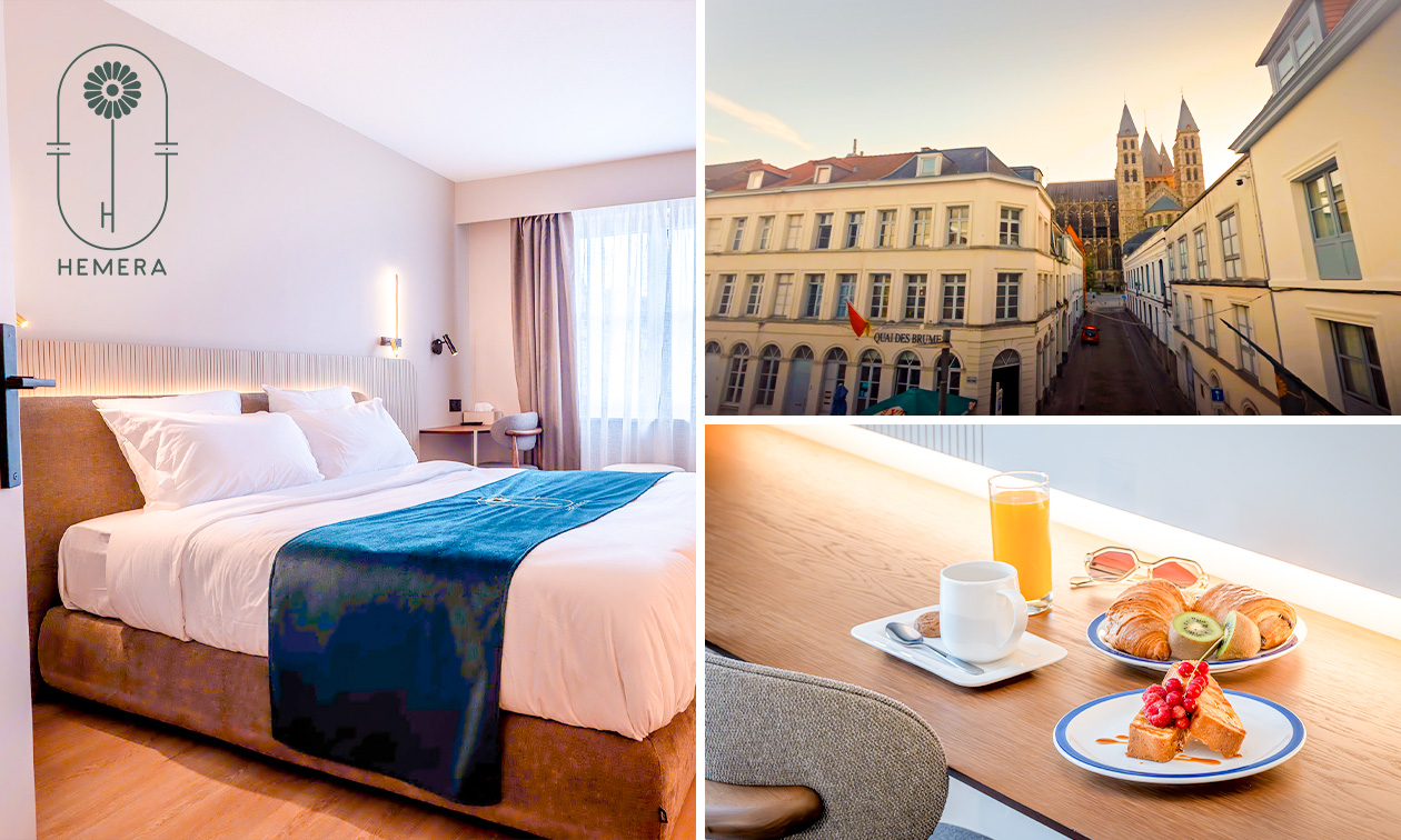 Overnachting voor 1 of 2 personen + ontbijt + late check-out in hartje Doornik