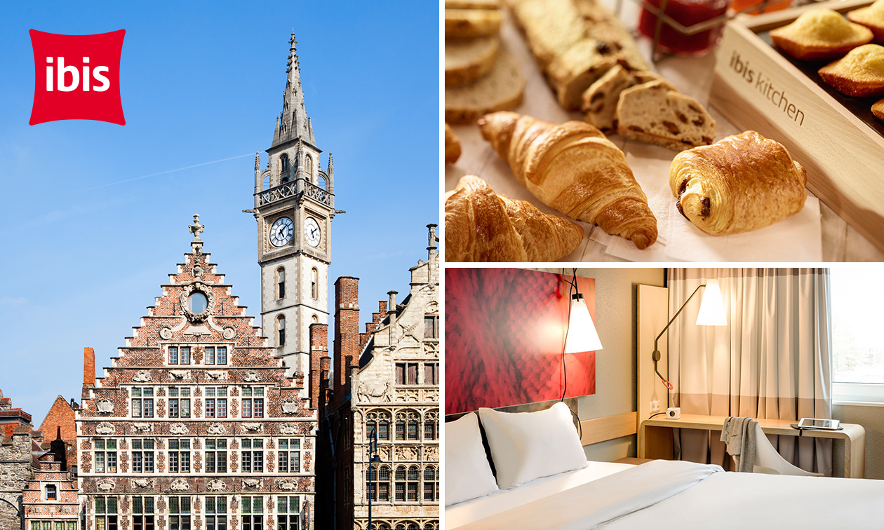 Overnachting voor 2 + welkomstdrankje + ontbijt in hartje Gent