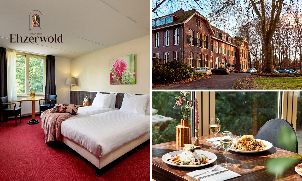 Overnachting(en) voor 2 + ontbijt + late check-out + evt. dinerbuffet in Almen