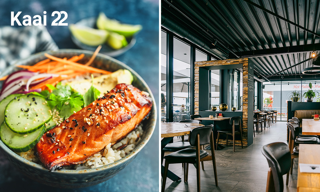 3-gangendiner of -lunch à la carte bij Kaai 22 aan het water