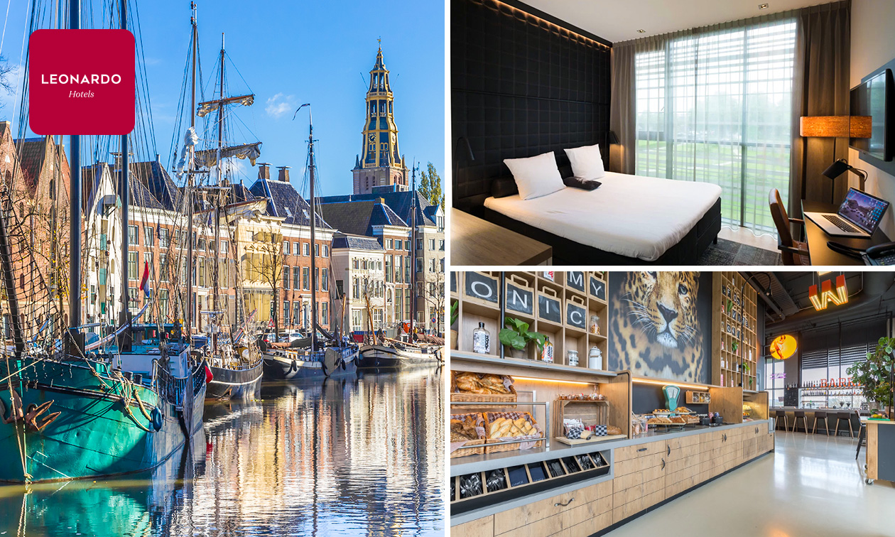 Overnachting voor 2 + ontbijt + parkeren + late check-out in Groningen
