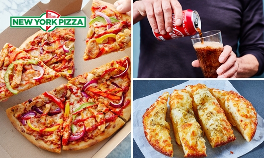Pizza (25 cm) + bijgerecht of fris voor afhaal bij New York Pizza