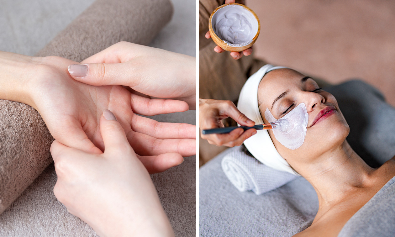 Handspa + manicurebehandeling óf gezichtsbehandeling + massage (60 min)