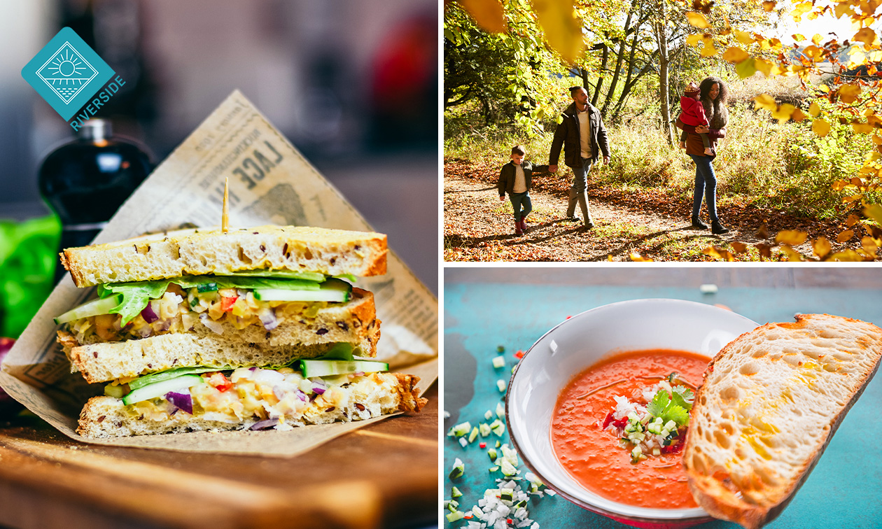 Wandelarrangement + gebak + warme drank en/of 2-gangenlunch bij Riverside Outdoor & Events