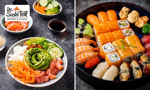 Pokébowl of sushibox (16 stuks) voor afhaal bij De Sushi Tent
