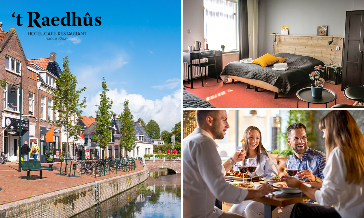 Overnachting voor 2 + ontbijt + late check-out + evt. 3-gangendiner in Dokkum
