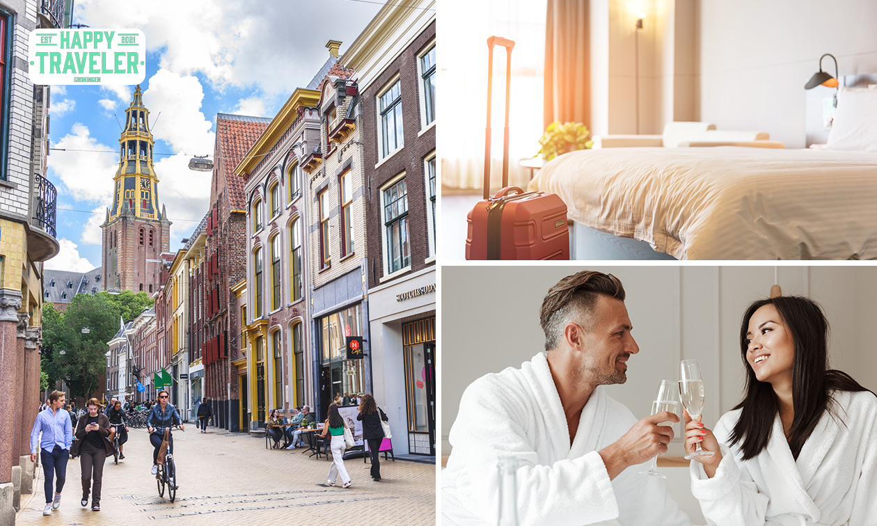 Overnachting(en) voor 2 + ontbijt + prosecco in hartje Groningen
