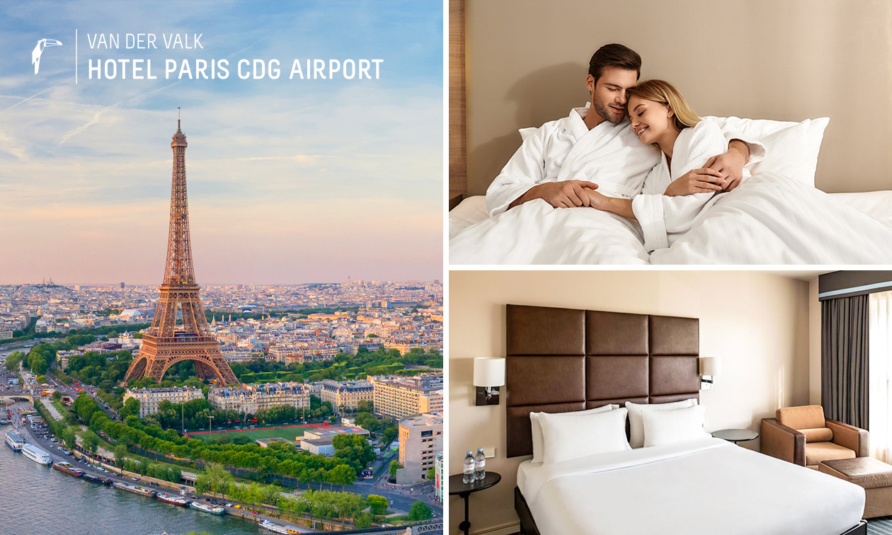 Overnachting(en) voor 2 + ontbijt + evt. 2-gangendiner nabij luchthaven Parijs