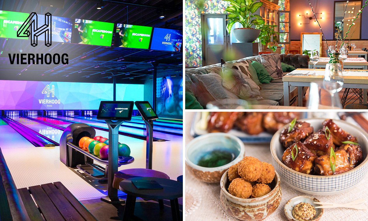 Bowlen (60 min) + spareribs of bitterballen bij Vier Hoog Zevenbergen