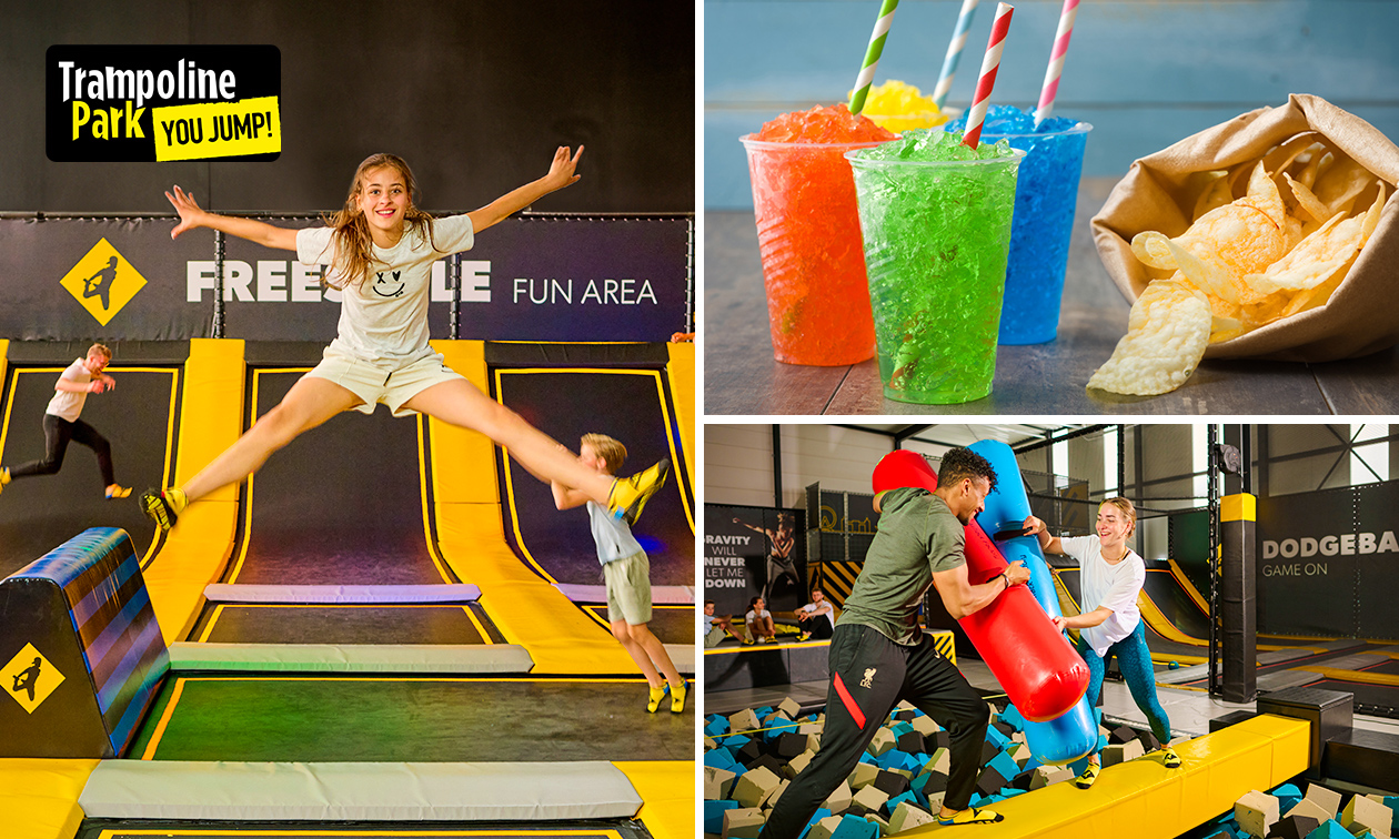 Ticket voor You Jump Hengelo (2 of 2,5 uur) + sokken + snoepzak + evt. slushy